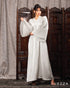Ethereal Elegance: Pleated Sleeve Crush Satin Dress 60492